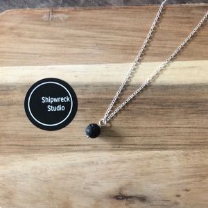 Silver Plated Lava Bead Necklace NEW